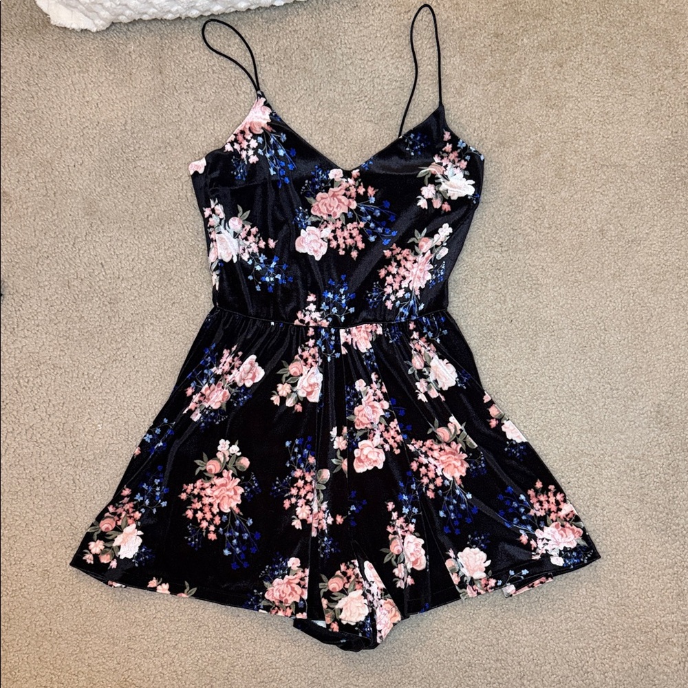 H&M Floral Jumpsuit - Black and Pink
